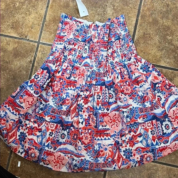 Loft Scribble Smocked Skirt Size Large - Picture 1 of 3